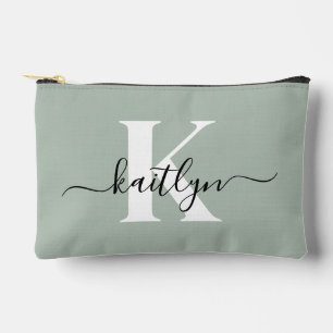 Moderne saliegroene script monogram etui