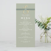 Moderne saliegroene trouwmenu menu (Staand voorkant)