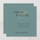 Moderne saliegroene trouwuitnodiging (Voorkant / Achterkant)