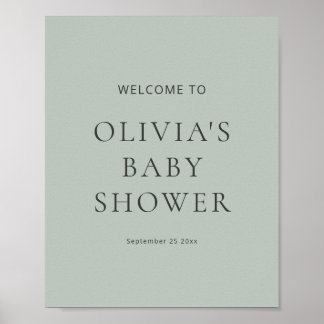 Moderne saliegroene welkomstbord voor baby shower poster