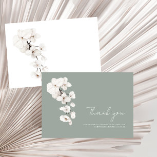 Moderne saliegroene witte orchidee baby shower bedankkaart