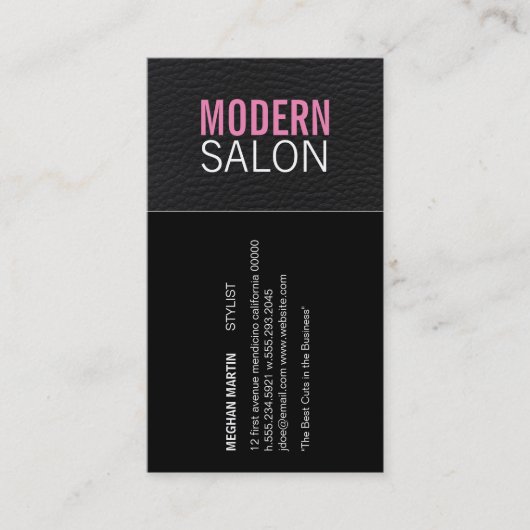 Moderne salon | Leren Stylist Visitekaartje (Voorkant)