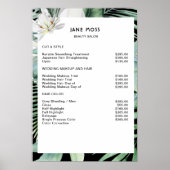 Moderne Salon Waterverf Tropische prijslijst Poster (Voorkant)