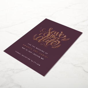 Moderne Sangria Roze Calligrafie Schrift Huwelijk Folie Uitnodiging