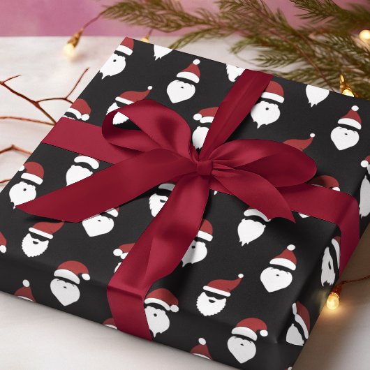 Moderne Santa Silhouette Black Christmas Cadeaupapier