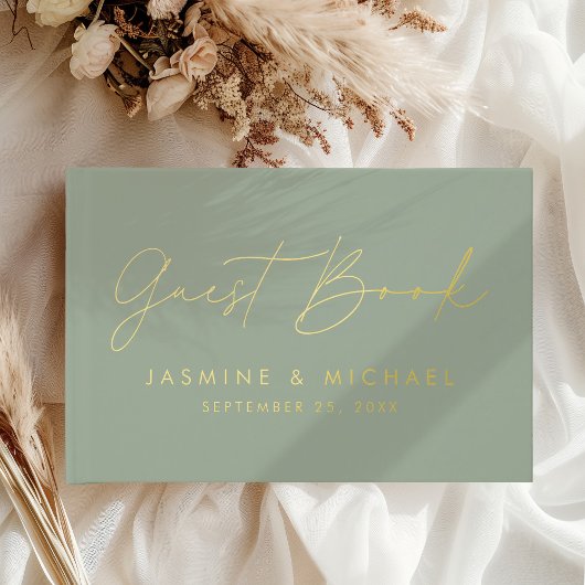 Moderne Sauge et Photo de Mariage au Script à Feui
