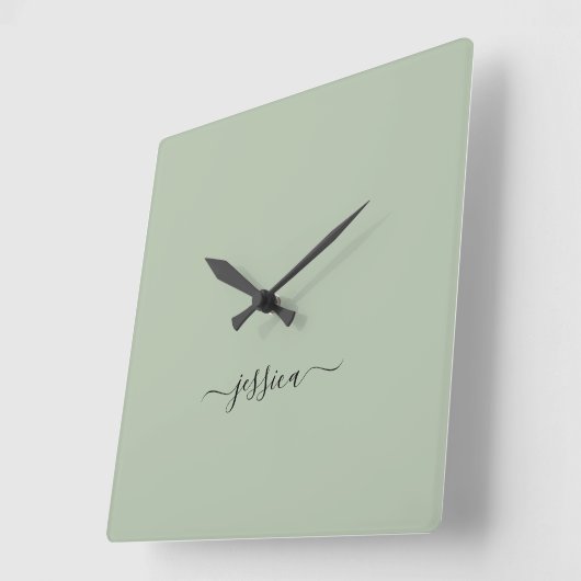 moderne sauge vert nom de script grand horloge (Angle)