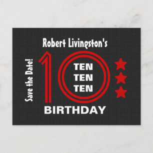 Moderne Save the Date 10th Verjaardagsfeest V01D Aankondigingskaart