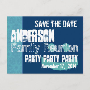 Moderne Save the Date Family Reunion Aqua Blue V01 Aankondigingskaart