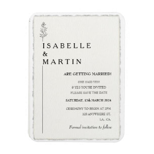 Moderne Save the Date Faux Deckled Edge Wedding Magneet