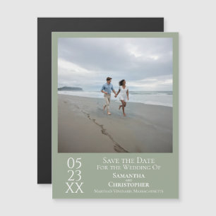 Moderne Save the Date Foto Salie Groen Magneet