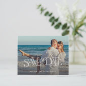 Moderne Save the Date Full-photo Overlay Wedding Briefkaart (Staand voorkant)