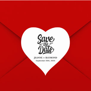 Moderne Save The Date Huwelijksaankondiging op Maa Hart Sticker