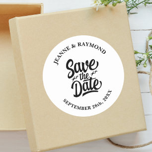 Moderne Save The Date Huwelijksaankondiging op Maa Ronde Sticker