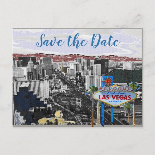 Moderne Save the Date Las Vegas Wedding Aankondigingskaart (Voorkant)