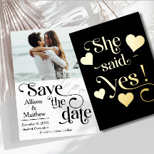 Moderne Save the Date met foto - Ze heeft Ja gezeg