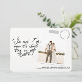 Moderne Save the Date Receptie Foto (Staand voorkant)