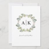 Moderne Save the Date Sage Groene Eucalyptus Huwel (Achterkant)