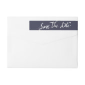 Moderne Save the Date Typografie Script Navy Blue (Achterkant)