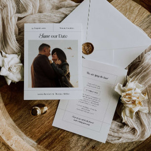 Moderne Save The Date uitnodiging met foto