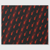Moderne saxofone Pattern Black Dark Red Retro Cool Cadeaupapier (Vlak)