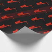 Moderne saxofone Pattern Black Dark Red Retro Cool Cadeaupapier (Hoek)