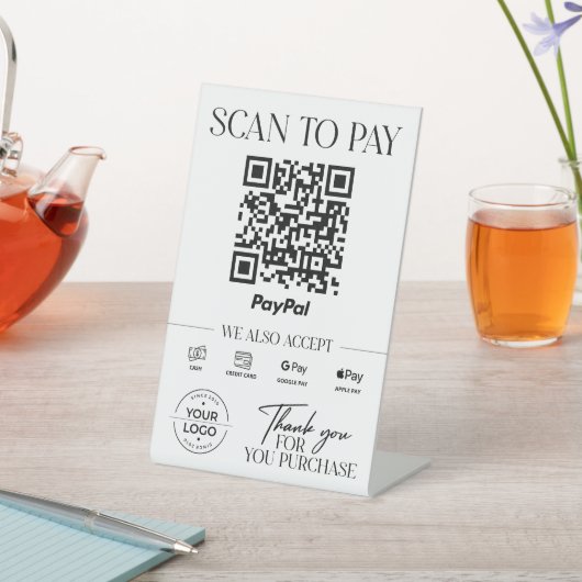Moderne scan naar PayPal-teken Reclamebord Met Voetstuk (Insitu)
