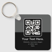 Moderne scanbare QR-code | Zwart Grijs & Wit Sleutelhanger (Voorkant)