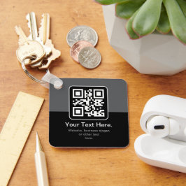 Moderne scanbare QR-code | Zwart Grijs & Wit Sleutelhanger