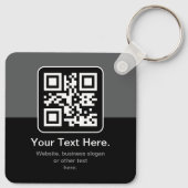 Moderne scanbare QR-code | Zwart Grijs & Wit Sleutelhanger (Achterkant)