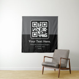 Moderne scanbare QR-code | Zwart Grijs & Wit Wandkleed