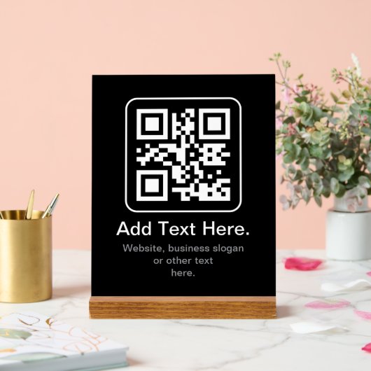 Moderne scanbare QR-code | Zwart Wit & Grijs Acryl Bord (Huwelijk)