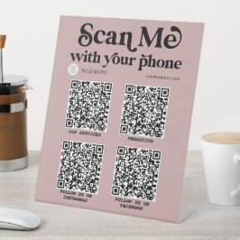 Moderne scanbare QR-codenetwerken Trendy-teken Reclamebord Met Voetstuk