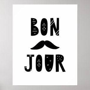 Moderne scandi Bon Jour kinderkamer Poster