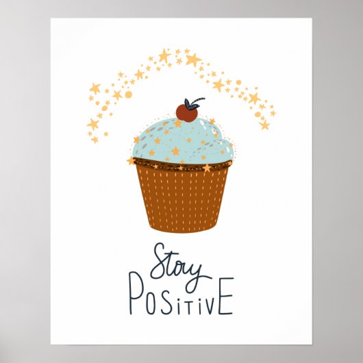 Moderne scandi cupcake blijf positief kinderkamer poster (Voorkant)