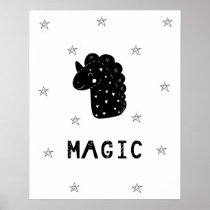 Moderne scandi eenhoorn met sterren kinderkamer poster