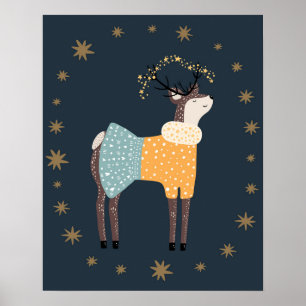 Moderne scandi herten en sterren kinderkamer poster