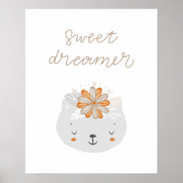 Moderne scandi schattige kitten zoete dromer kinde poster