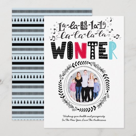 Moderne Scandinavische Doodle FOTO Folk Art Pret Kaart (Voorkant / Achterkant)