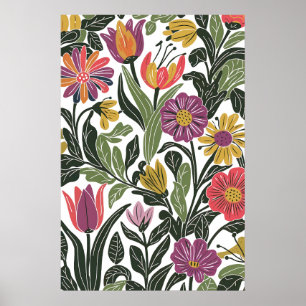 Moderne Scandinavische Floral Line Art Illustratio Poster