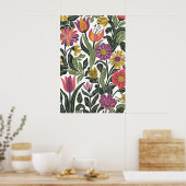 Moderne Scandinavische Floral Line Art Illustratio Poster (Keuken)
