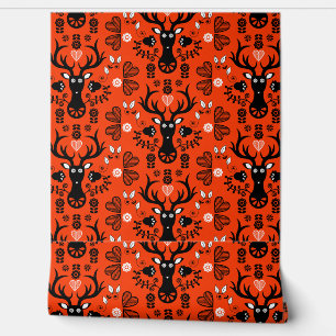 Moderne Scandinavische folk art herten Behang