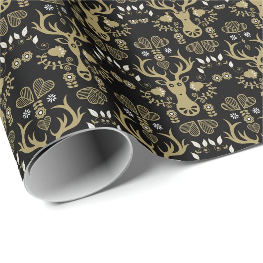 Moderne Scandinavische folk art herten Cadeaupapier (Rol Hoek)