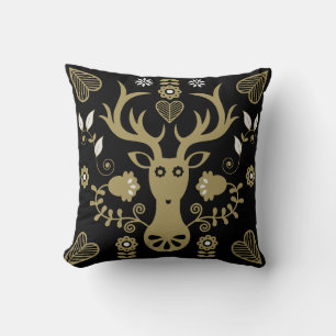 Moderne Scandinavische folk art herten Kussen