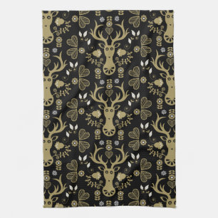 Moderne Scandinavische folk art herten Theedoek