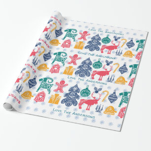 Moderne Scandinavische Kerst Folk Art Papercut Cadeaupapier