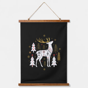 Moderne Scandinavische volks kunst Kerst rendieren Hangend Wandkleed