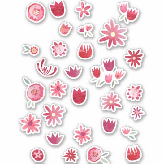 Moderne Scandinavische Waterverf bloemen Sticker (Voorkant)