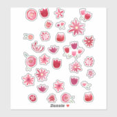 Moderne Scandinavische Waterverf bloemen Sticker (Vel)