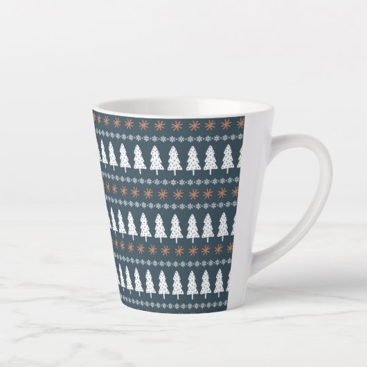 Moderne Scandinavische winterkerstboomstructuur Latte Mok (Rechts)